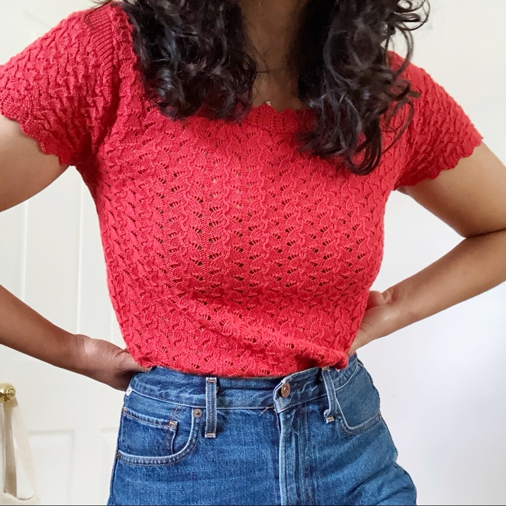 HOT RED VINTAGE STYLE SUMMER SWEATER
